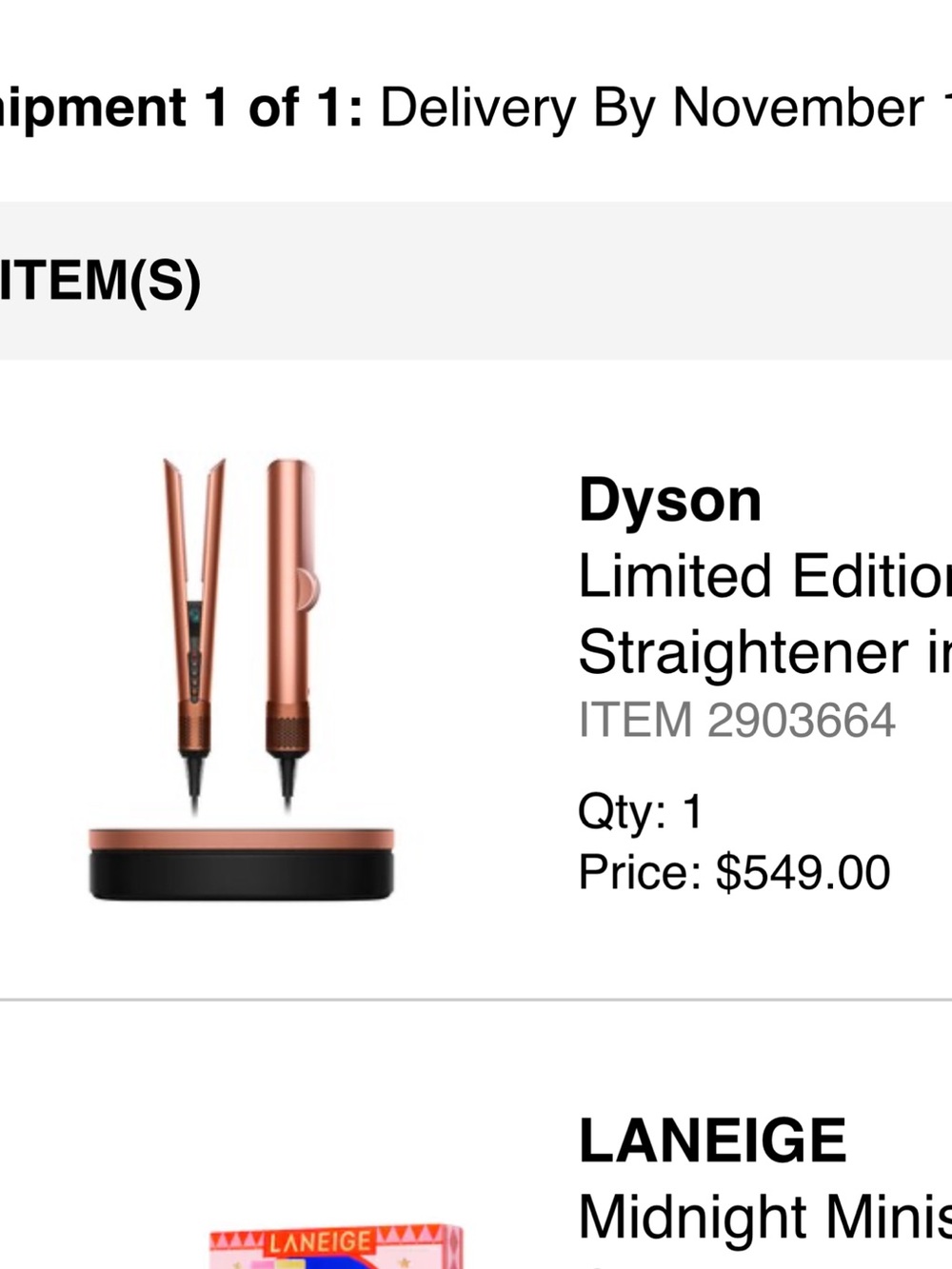 Dyson Copper and Black Hair Straightener with Matching Case